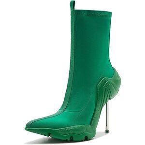 Women's Green Ankle Boots High Heel Boots Fashion Pointed Toe Ankle Booties